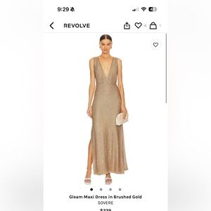 NWT Sovere gleam maxi dress in brushed gold